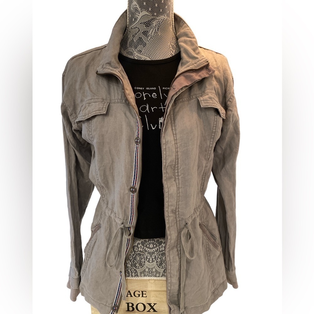 Michael Stars | 100% Linen Lightweight Gray Zip-up Jacket | Size Medium